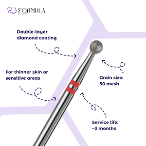Broca de Diamante Profi para Uñas, 3.0mm, Acero Inoxidable Rojo, para un Acabado Liso de Cutículas - Product Image 2