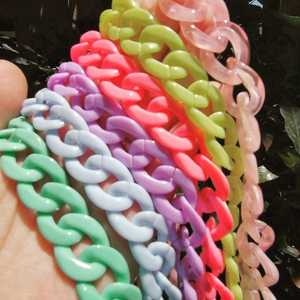 Cadena de eslabones de resina para decoración de pared, cadena de pared transparente con hebilla, cadena cubana de plástico acrílico para decoración de pared, joyería DIY - Product Image 3