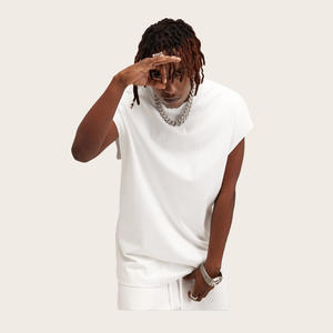 Camisa sin mangas de punto de alta calidad para hombre, 100% algodón, 305GSM, ropa de calle de gran tamaño, camiseta lisa, camiseta personalizada para hombre - Product Image 3