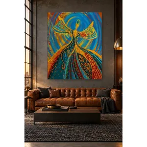 Impression sur toile Fida Blue Whirling Dervish avec robe à motifs - Product Image 1