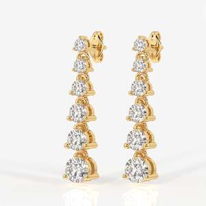 14K <b>Gold</b> Plated Round Cut Lab Grown Diamond Drop <b>Earrings</b> with <b>Dangle</b> for Wedding Party or Gift - Product Image 4