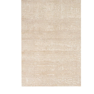 Alfombra de Lana y Seda Entropy Ivory Anudada a Mano AKWS-3031, Alfombra Rectangular de Color Sólido para Sala de Estar, Alfombra de Yute para Pasillo - Product Image 4