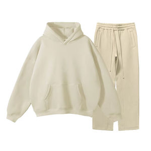 Conjunto de Sudadera con capucha y pantalones de chándal con lavado ácido desgastado, chándales personalizados holgados de gran tamaño, pantalones de chándal acampanados - Product Image 6