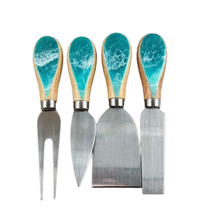 Juego de cuchillos de queso de acero inoxidable hechos a mano de 4 piezas de calidad superior Bandera americana impresa Mango de madera Uso de cocina al por mayor - Product Image 5
