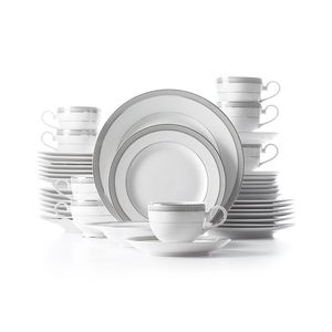 ชุดอาหารมิคาสะ แพลตตินัม คราวน์ คลาสสิค 40 ชิ้น สำหรับ 8 ที่ ทำจากพอร์ซเลน ทนทานต่อการล้างในเครื่องล้างจาน สีขาว - Product Image 1