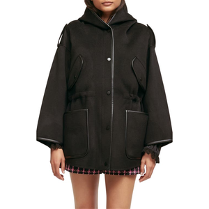 Maje Gangmille Cappotto Casual Nero in Misto Lana Taglia 0, Caldo Cappotto Invernale con Chiusura Doppiopetto, Colletto con Cappuccio, Lunghezza Lunga - Product Image 1