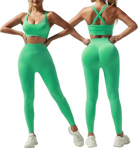 Nouvel ensemble de yoga respirant sur mesure pour femmes, best-seller, couleur unie, fabriqué dans les meilleurs matériaux. - Product Image 6