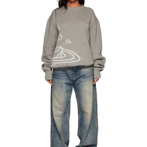 <span class=keywords><strong>Pull</strong></span> en tricot jacquard personnalisé pour homme, col rond, en coton, manches longues, pour l'hiver - Product Image 4
