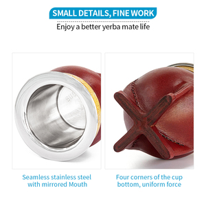 Set di Tazze per Yerba Mate in Pelle Fatta a Mano Stile Barocco Imperiale con Bombilla e Sagomatore per Tè Stile Argentino - Product Image 5