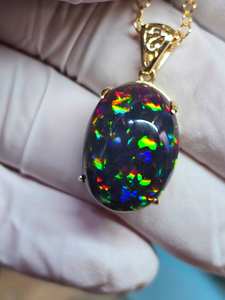 สร้อยคอจี้คริสตัลโอปอลไฟสีดำชุบทอง 14k พร้อมตัวเรือนเงินแท้ 925 คุณภาพสูง ดีไซน์คลาสสิก สง่างาม เหมาะสำหรับงานแต่งงาน - Product Image 6