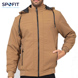 Chaqueta de invierno Softshell de moda de calle alta unisex, impermeable, capucha con cremallera completa, tela de lona, cuello levantado, Material suave calentado frontal - Product Image 1