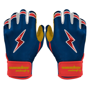 Serie Patriot Guantes de bateo de puño corto Cuero Diseño único Tasa al por mayor Bruce Bolt Guantes de bateo de béisbol - Product Image 1