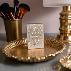 Handmade White Marble Inlay White Jewelry <b>Box</b> with Precious Gemstone Floral Design Decorative Stone Storage <b>Box</b> for <b>Gifting</b> - Product Image 1