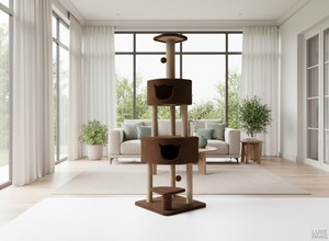 Luxury Modern Classic Multi-Level Eco-Friendly <b>Cat</b> <b>Tree</b> Tower with Premium Jute <b>Scratching</b> Post for All <b>Cats</b> Carton Packed - Product Image 6