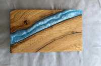 Luxe Massief Hout Blauwe Epoxyhars Snijplank Elegant Kaasplank En Riviercharcuterie Bord Voor Keukenmeubelen