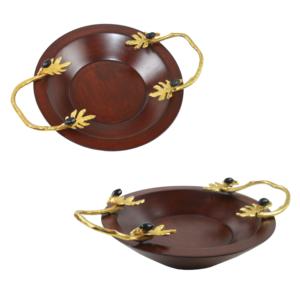 Cuenco redondo de metal de madera hecho a mano con mango dorado, diseño único para Decoración de mesa, técnica pulida, precio económico - Product Image 6