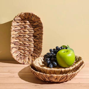 Braided weave snack fruit serving tray cheap price <b>water</b> hyacinth trays for home display <b>container</b> - Product Image 3