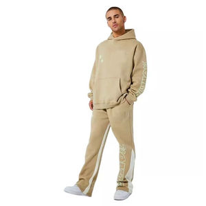 Ensemble survêtement unisexe à capuche épais pour l'hiver, personnalisé pour pantalon évasé, streetwear homme, 100% coton - Product Image 2