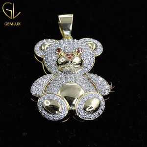 Meilleure qualité glacé joli ours en peluche Moissanite diamant HipHop pendentif à breloque cristal ours en peluche pendentif - Product Image 5