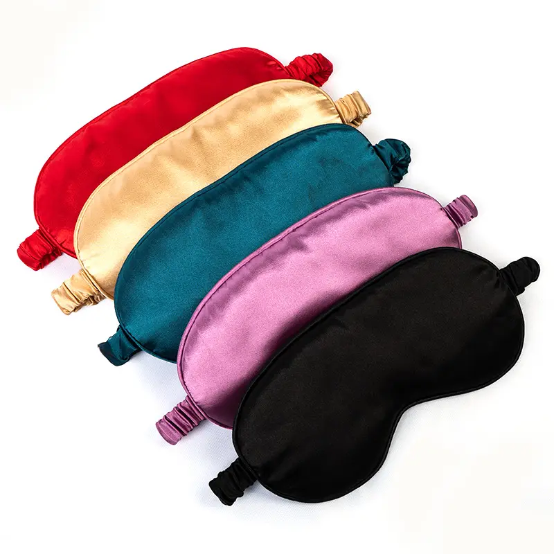 Imballaggio all'ingrosso personalizzato carino raso Sleeping Eyemask Shade Block out 3D Blindfold Mulberry Silk Travel Set Sleep Eye Mask