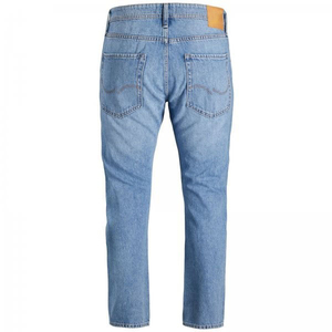 Jeans homme 100% coton coupe slim grande taille couleur bleue décontracté droit couleur unie 5 poches léger OEM - Product Image 2