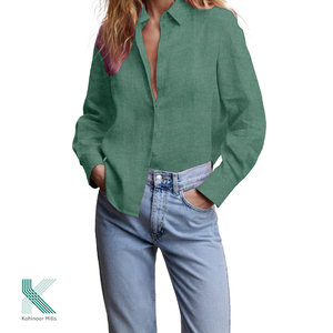 Tela de camisa de sarga de algodón 100% puro transpirable y cómoda teñida Lisa para camisas sobre camisas - Product Image 5