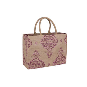 Sacs fourre-tout en jute à motif tendance imprimé personnalisé de grande taille et écologique Nouveau design Pliable Réutilisable Logo Personnalisé Marque Bangladesh - Product Image 5