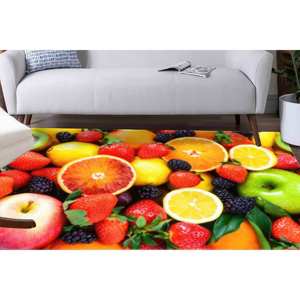 Tapis imprimé Fruits : Moderne, coloré, estival, pour cuisine, salon, avec poils doux - Product Image 3