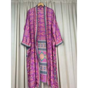Recycled Silk Sari Women's Boho Chic Vintage <b>Beach</b> Cover Dress <b>Robe</b> for Resort Wear Gypsy House Kimono for Lounge Swimsuit - Product Image 4