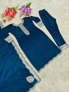 Salwar Kameez en velours de viscose spécial Eid Ramzan, prêt à porter et personnalisable, Kurta pakistanais droit avec pantalon - Product Image 6