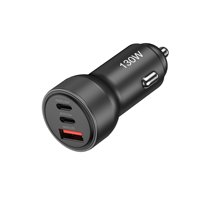 Adaptador de cargador de coche USB C de 130W con 3 puertos, carga rápida de 3,0 W para iPhone 17 compatible con dispositivos de 30W QC 100 de W
