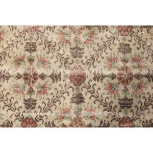 พรมตุรกีขนาดเล็ก 2x5.4 ฟุต พรมวินเทจ พรมสีน้ำตาลลายเรขาคณิตพร้อมลวดลายดอกไม้ - Product Image 5