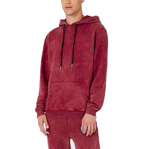 Sudadera con Capucha Personalizada para Hombre, de Algodón Grueso 100%, Estilo Urbano, Lavado Ácido Decolorado al Sol, Color Rojo Informal, OEM - Product Image 3