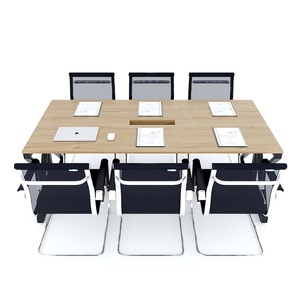 Modern 200x100cm MDF Conference <b>Table</b> with Adjustable Iron Legs for <b>Office</b> & Hotel Use - Product Image 4
