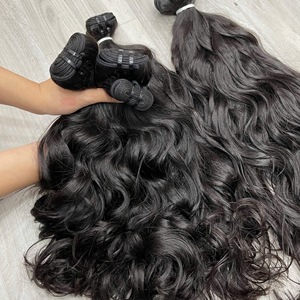 Extensions de cheveux humains vietnamiens bruts, texture naturelle droite, noir naturel, double trame machine, haute qualité - Product Image 1