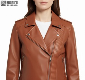 Mesdames coupe-vent femmes à manches longues veste en cuir véritable vente chaude conception unique femmes vestes en cuir pour Street Wear personnalisé - Product Image 4