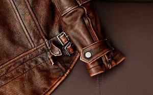 แจ็คเก็ตหนังแท้ผู้ชายคุณภาพสูง ระบายอากาศได้ดี แห้งเร็ว สไตล์วินเทจ คอปกตั้ง มีฮู้ด แฟชั่นฤดูใบไม้ร่วง - Product Image 5