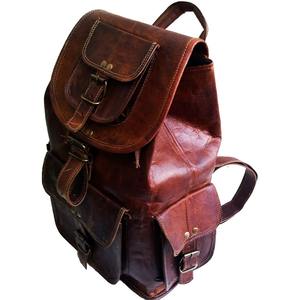 High Quality Vintage Genuine Leather Men's Backpack Custom Logo OEM Accepted Fashionable Zipper Handcrafted Portable Travel Bag - Product Image 2