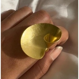 Romantic Vintage Statement Fashion <b>Rings</b> Brass Gold Plated Inlay Jewelry Geometric Shape Unisex for Gift - Product Image 4