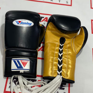 Gants de boxe à lacets en cuir gagnant personnalisés OEM Muay Thai & Gants d'entraînement Fabricant d'équipement de combat professionnel - Product Image 2