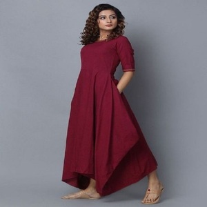 Vestidos Casuales Verano 2022, Vestido Camisero Corto de Lino y Algodón con Volantes, Manga Larga, Cuello Redondo, Holgado, Transpirable, para Mujer - Product Image 2