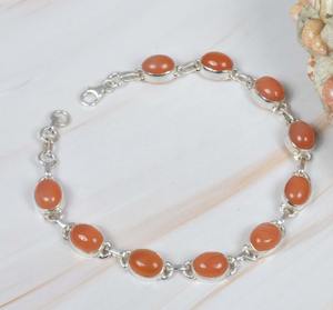 Red Carnelian 925 Sterling Silver Gemstone Adjustable Handmade <b>Bracelet</b> August Month Birthstone Gift for Her 10 Stone <b>Bracelet</b> - Product Image 4