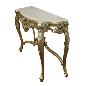 Gold <b>Console</b> <b>Table</b> with Marble Top Antique Wooden Hall <b>Table</b> Carved Hallway <b>Table</b> <b>for</b> Design Interior of Hotel Furniture - Product Image 5