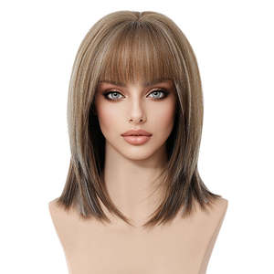 MiraScalp <b>14</b>-<b>Inch</b> Short Platinum Blonde Bob <b>Wig</b> with Transparent Lace Magnolia-DWY - Product Image 5