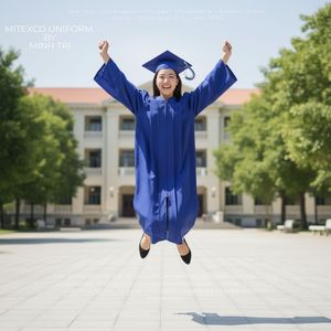 ¡Graduación perfecta! Conjunto de vestido y gorro académico azul real personalizado | Vestido universitario | Venta al por mayor de alta calidad Vietnam - Product Image 5