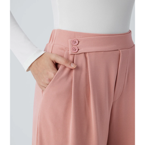 Pantalones de tubo con estampado Vintage de cintura alta para mujer con logotipo de botón de encaje, decoraciones plisadas, manga larga y lazo, ajuste holgado de verano - Product Image 4