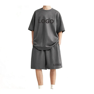 2025เช็ตเสื้อยืดพิมพ์ลายสำหรับผู้ชายชุดกางเกงขาสั้นสีล้วนทันสมัยสำหรับฤดูร้อน - Product Image 1