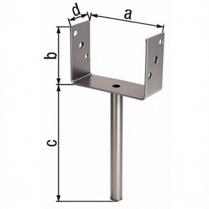 Support de poteau en U ETA-10/0210 81x100x200x60mm galvanisé à chaud avec ancrage en béton, acier GAH pour bâtiments de jardin - Product Image 3