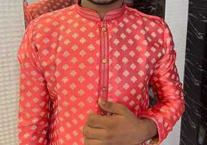 Vêtements ethniques spéciaux Eid, vêtements traditionnels indiens, broderie jacquard, travail, Punjabi Kurta, pyjama pour hommes, mariage Sherwani - Product Image 6