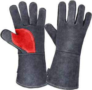 Gants de soudage robustes en cuir de vache de haute qualité Gants de travail de sécurité à l'arc de protection Coton certifié CE Fabriqué au Pakistan - Product Image 1